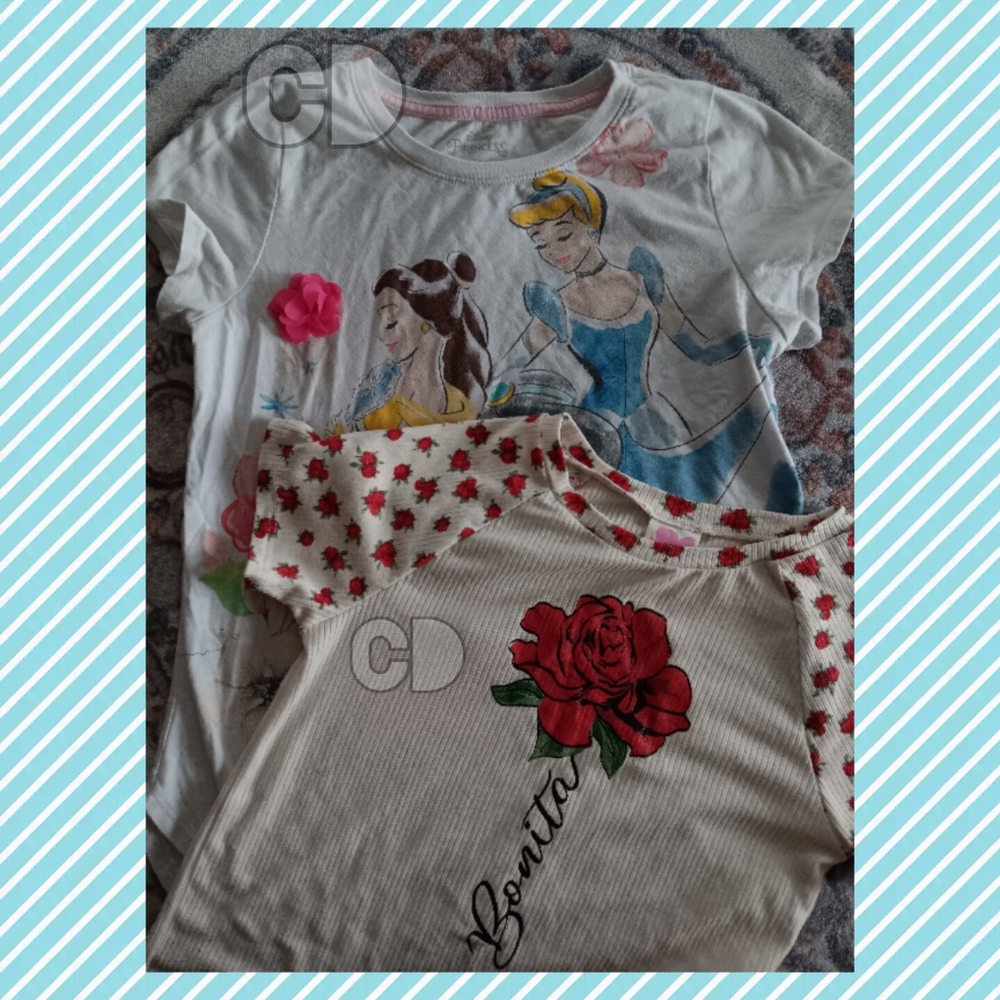 #4- Two-Shirts Disney- White Multicolor-2nd Shirt Dif Brand Red Ros